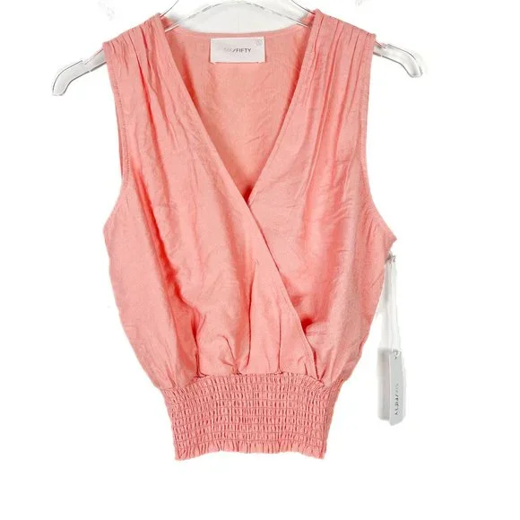 NWT Six/Fifty The Summer Tank Top Surplice Neckline Coral Size Small S NEW - Picture 1 of 10